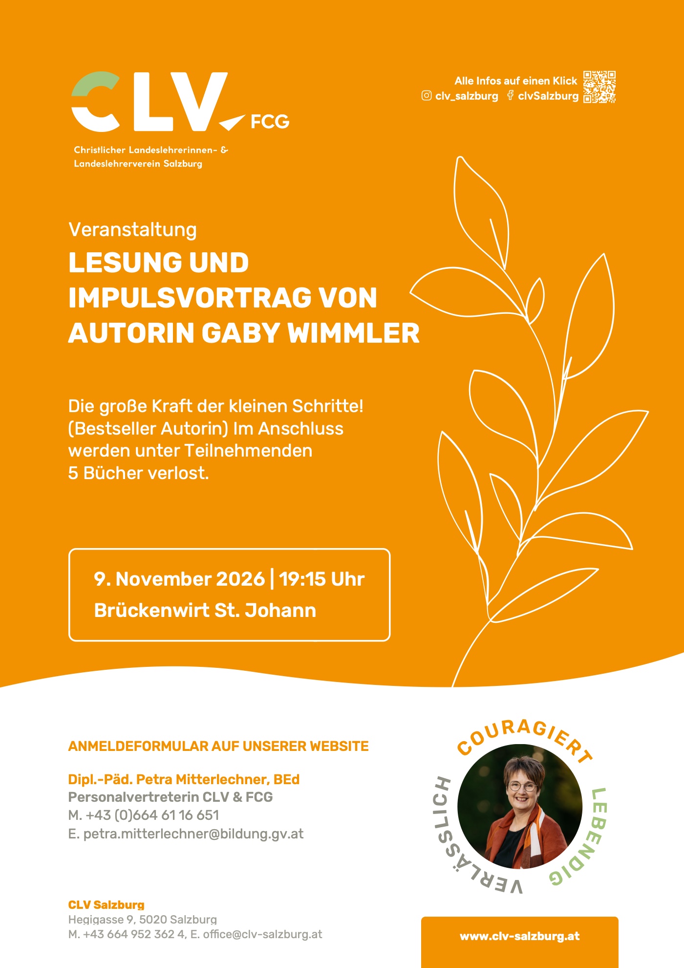 Plakat: Lesung und Impulsvortrag von Autorin Gaby Wimmler