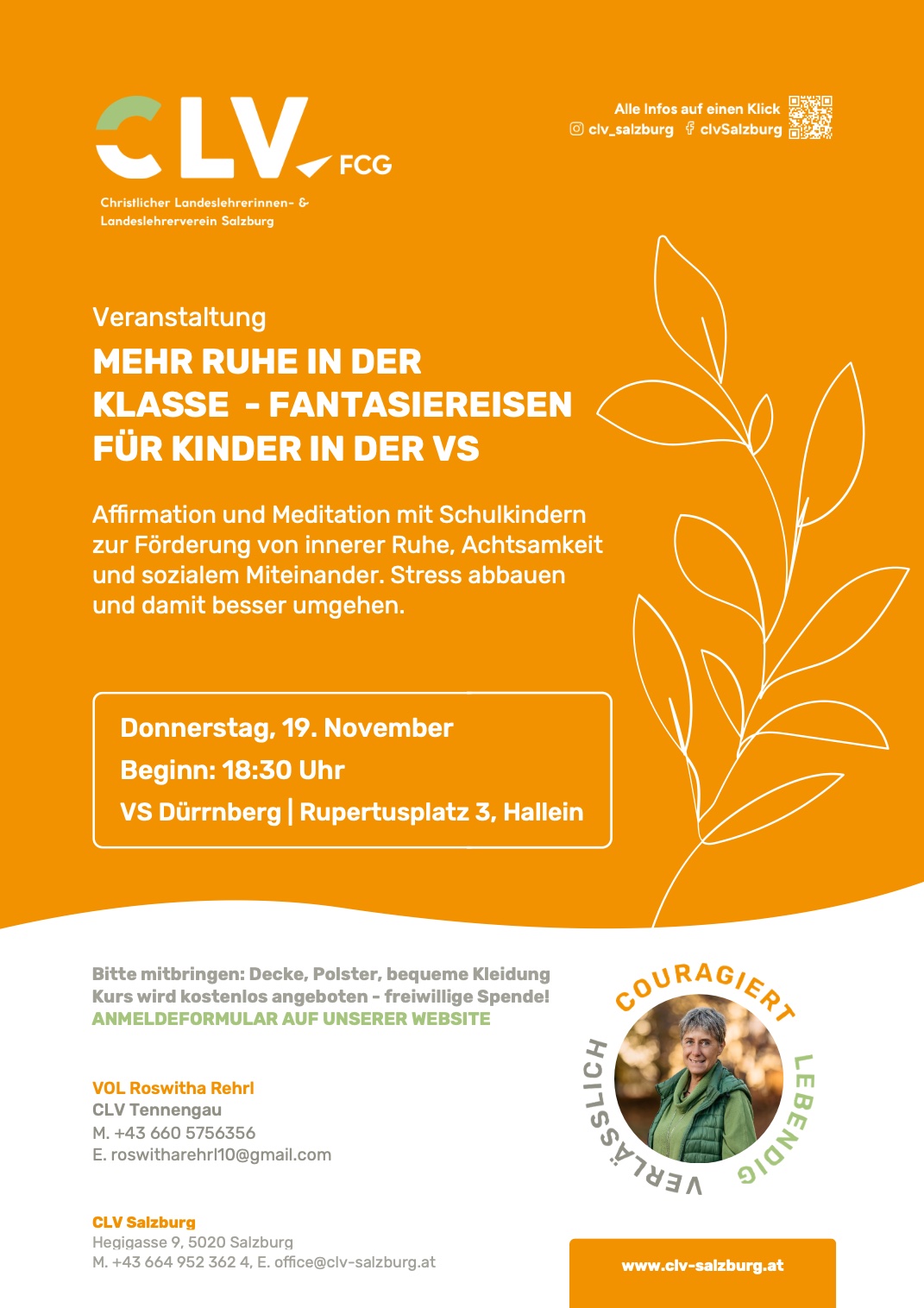 Plakat: Mehr Ruhe in der Klasse - Fantasiereisen für Kinder in der VS